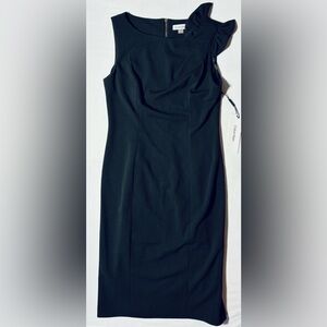 Calvin Klein Sleeveless Little Black Sheath Dress Shoulder Bow Women's Sz 4 NWT